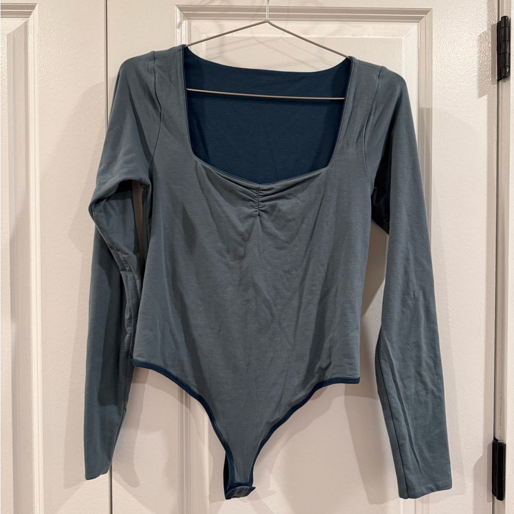 LACAUSA Slate Blue Long Sleeve Bodysuit